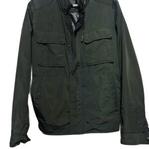 Massimo Dutti Men's Dark Green Military Field Jacket